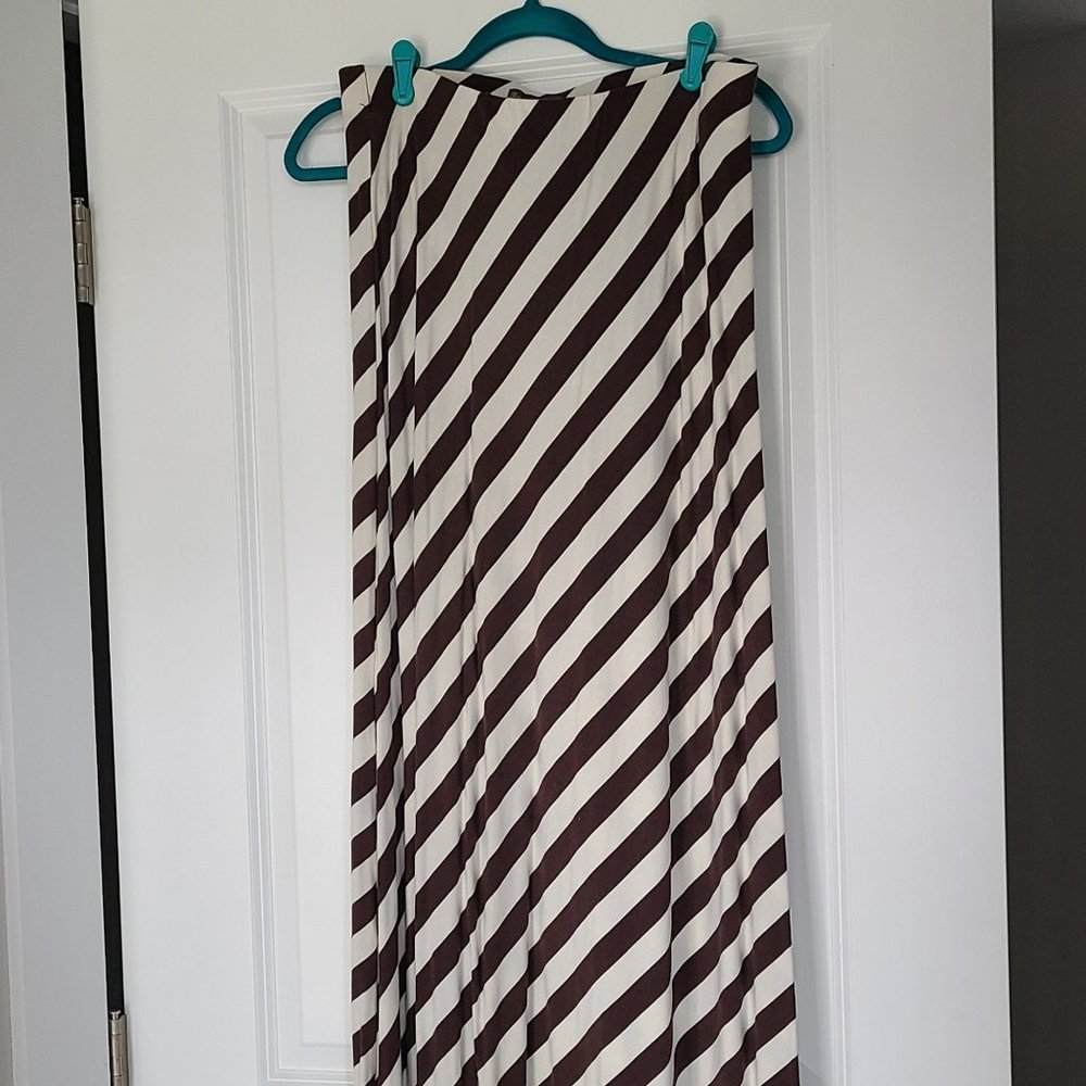 Brown and Off-White Stripe Maxi Skirt, Tommy Bahama, Medium
